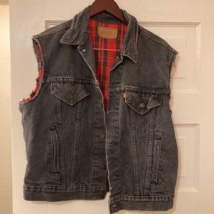 Levi’s punk flannel lined denim vest